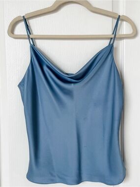 Aritzia/Babaton Cowl Neck Satin Camisole Top, Slab Blue